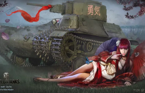 Picture girl, tank, girl, tanks, WoT, World of tanks, tank, World of Tanks