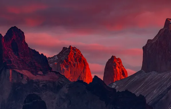 Landscape, sunset, mountains, Andes, Patagonia