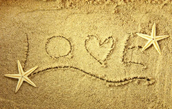 Sand, love, heart, star, love, words
