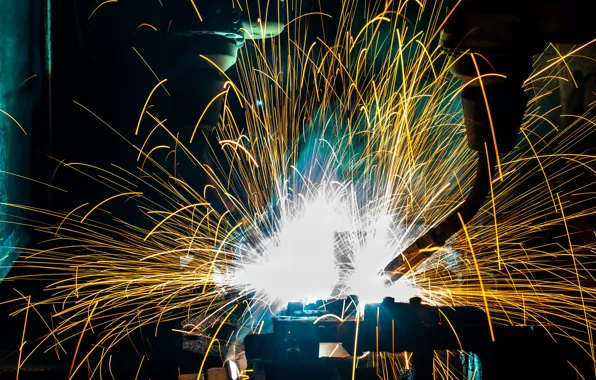 Machines, Sparks, industry, welders, manufacturing