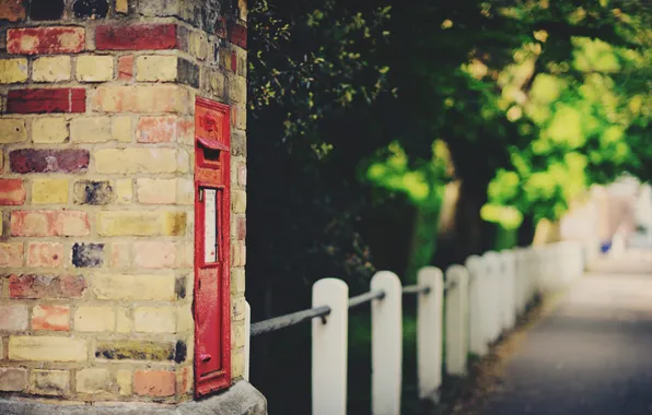 Macro, trees, the city, street, the fence, bokeh
