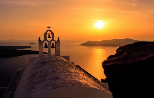 Picture sea, sunset, Oia, Greece, Notio Aigaio