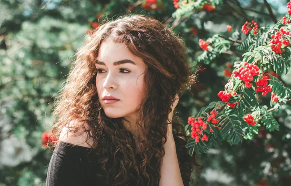 Picture green, colorful, red, girl, fashion, nature, style, woman