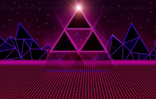 Music, Stars, Space, Background, Triangle, Synthpop, Synth, Retrowave