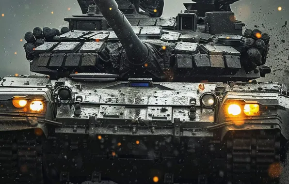 Picture Trunk, Dirt, Tank, Camouflage, Front, Digital art, Closeup, AI art