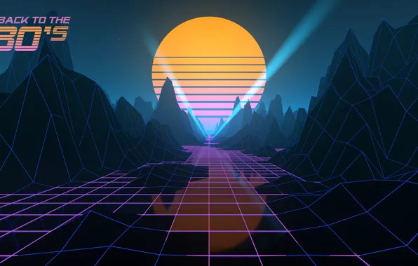 Music, Style, Background, 80s, Sun, Style, Neon, Illustration
