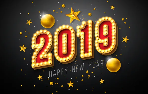 Gold, New Year, figures, golden, black background, black, background, New Year