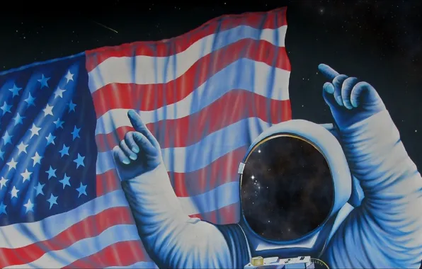 Picture, art, ART, USA, painting, astronaut, flag, picture