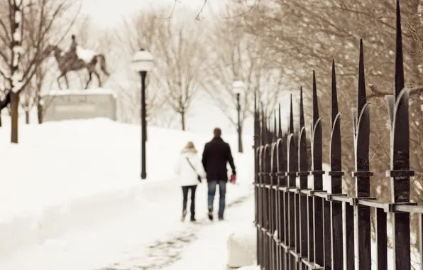 The city, street, the fence