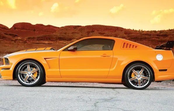 Ford, The sky, Road, Ford, Mustang, Orange, Mustang GT