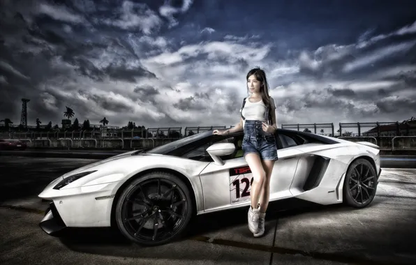 Picture model, Lamborghini, supercar, Asian, Aventador, Lamborghini Aventador, Lamborghini Aventador LP 700-4, sports car