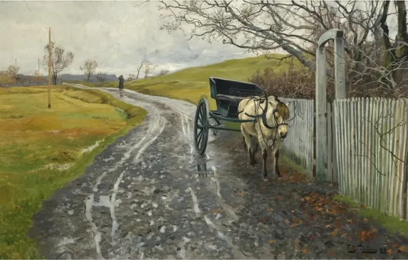 Waiting, 1888, Frits Thaulov, Frits Thaulow, Norwegian landscape painter, oil on canvas, Norwegian Impressionist painter, …