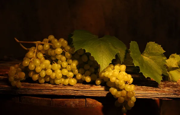 Picture leaves, table, grapes, bunch