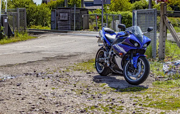 Picture white, yamaha, blue, yzf-r1
