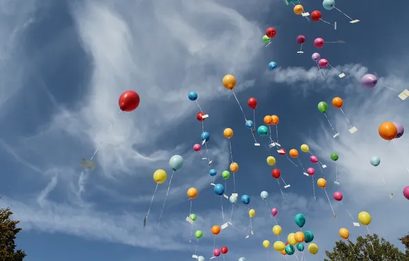Picture the sky, balls, balls, colored, air
