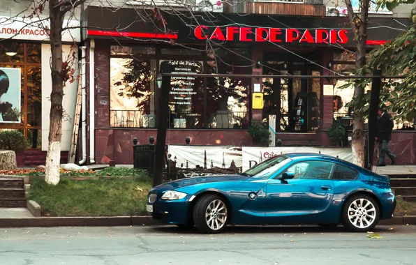 Picture machine, blue, the city, street, BMW