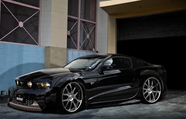Black, Mustang, Ford, garage