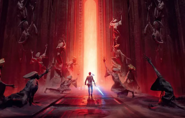 Star Wars, Sword, Statues, Jedi, Jedi Fall To Order