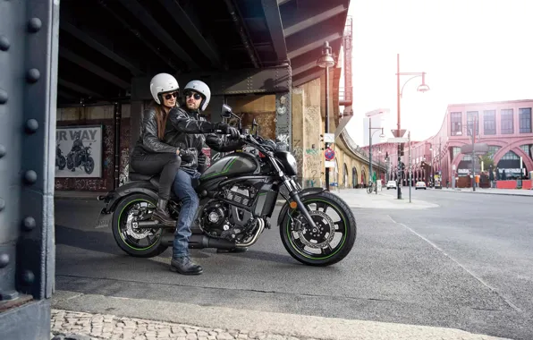 Girl, Road, Street, Helmet, Two, Kawasaki, Male, Motorcycles