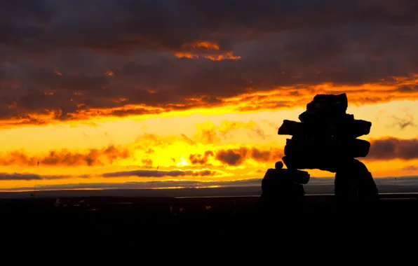 Picture the sky, sunset, stones
