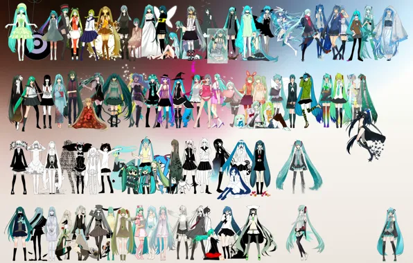Hatsune Miku, Vocaloid, a lot, characters, cosplay
