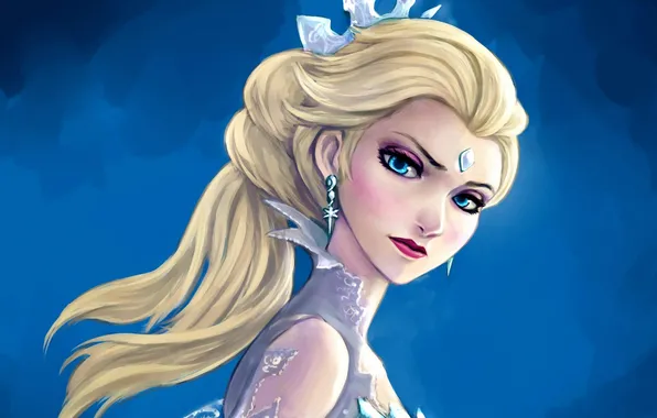 Picture girl, crown, Frozen, fan art, The Snow Queen