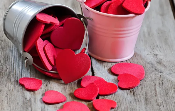 Holiday, Valentine's Day, Hearts in buckets