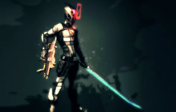 Sword, cyborg, cutter, Borderlands, the hero of the game, nano suit