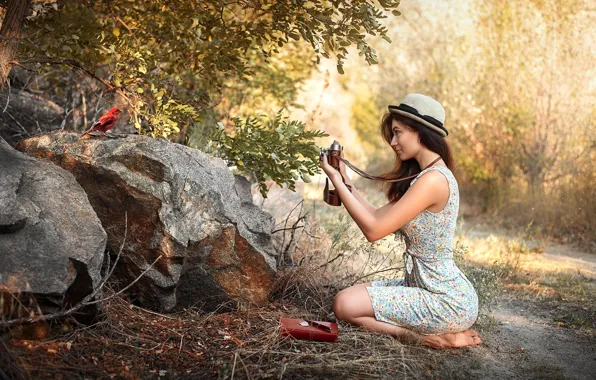 Girl, nature, bird, Maks Kuzin, young photographer