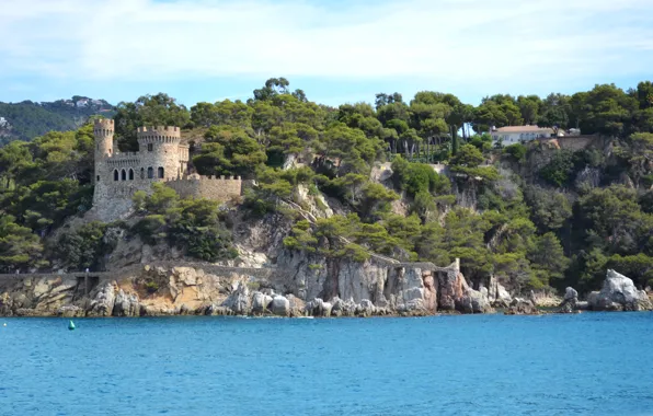 Picture sea, castle, rocks, Spain