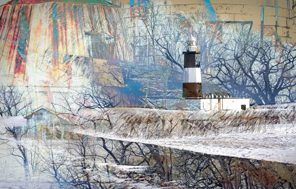 Picture landscape, abstraction, lighthouse