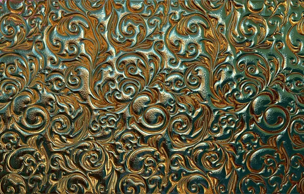 Metal, background, pattern, curls, Shine, color, texture, gold