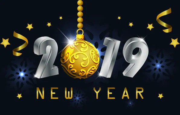 Gold, New Year, figures, golden, black background, black, background, New Year