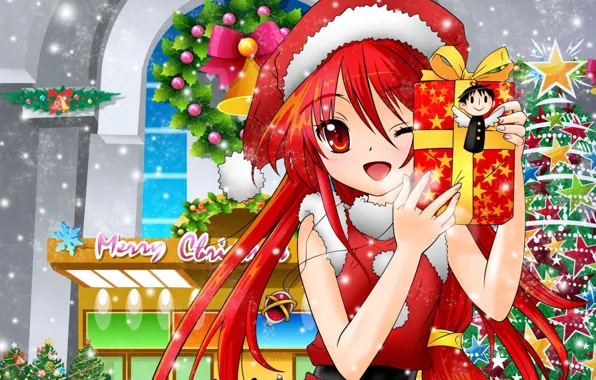 Picture mood, holiday, new year, stars, anime, gifts, tree, Shakugan no Shana