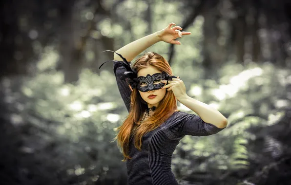 Picture forest, girl, mask