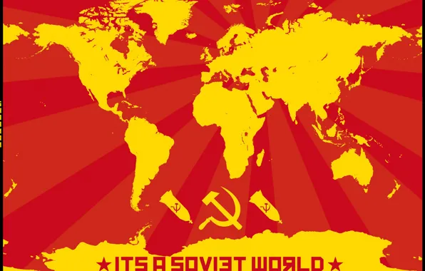 Star, hammer, world map, communism, bombs, hammer