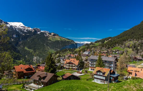 Picture the sky, mountains, houses