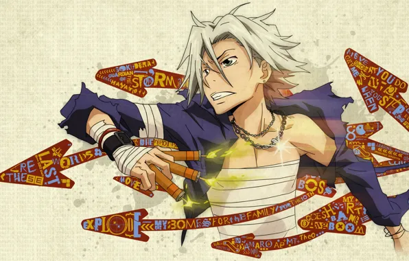 Picture vector, art, dynamite, gokudera Hayato, Katekyo Hitman REBORN!, Teacher mafia Reborn!