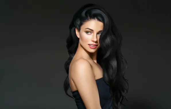 Picture look, girl, face, model, makeup, brunette, hairstyle, blue eyes