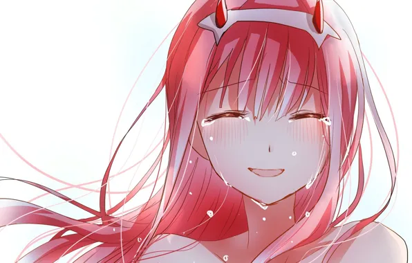 Girl, the wind, hair, anime, art, tears, 002, Darling In The Frankxx