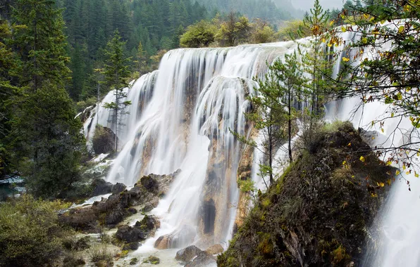 Autumn, forest, nature, waterfall, China, Jiuzhai valley national Park, Paulo Coteriano photography
