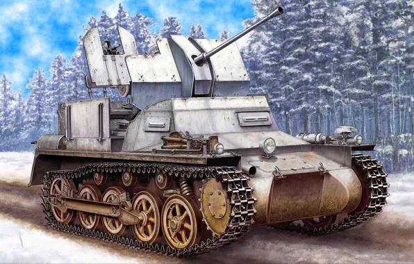 Figure, installation, self-propelled, Anti-aircraft, Flakpanzer I