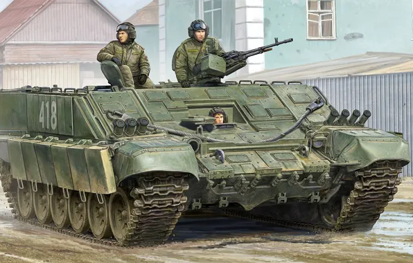 Picture figure, art, russian, Russian, Heavy flamethrower personnel carrier, Fighting machine flamethrower-heavy, BMO-T
