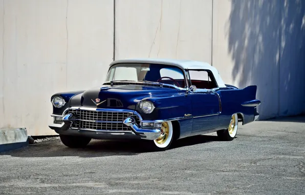Eldorado, Cadillac, vintage, convertible, blue, old, classic, 1955