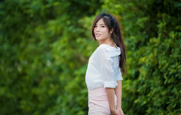 Girl, Asian, cutie, bokeh