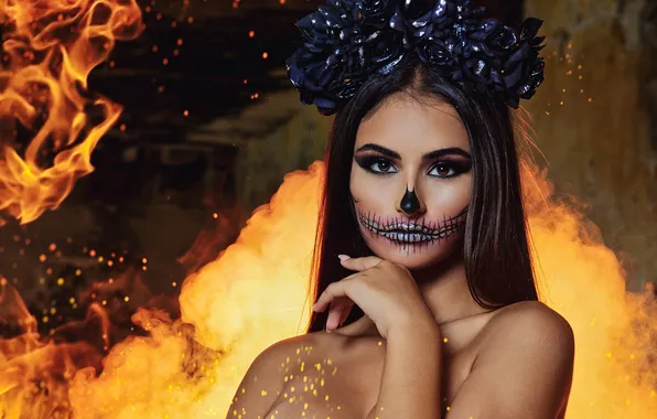 Look, girl, face, style, portrait, makeup, Halloween, image