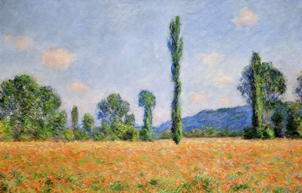 Landscape, picture, Claude Monet, Field of poppies at Giverny