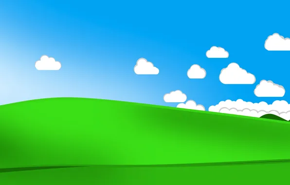 The sky, grass, clouds, hills