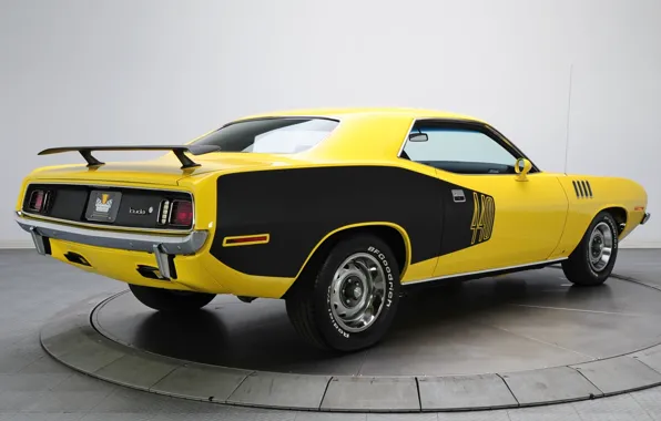 Picture yellow, background, 1971, rear view, Plymouth, Muscle car, Cuda, Muscle car