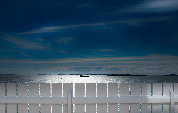 Sea, the sky, the fence, ship, Norway, North sea